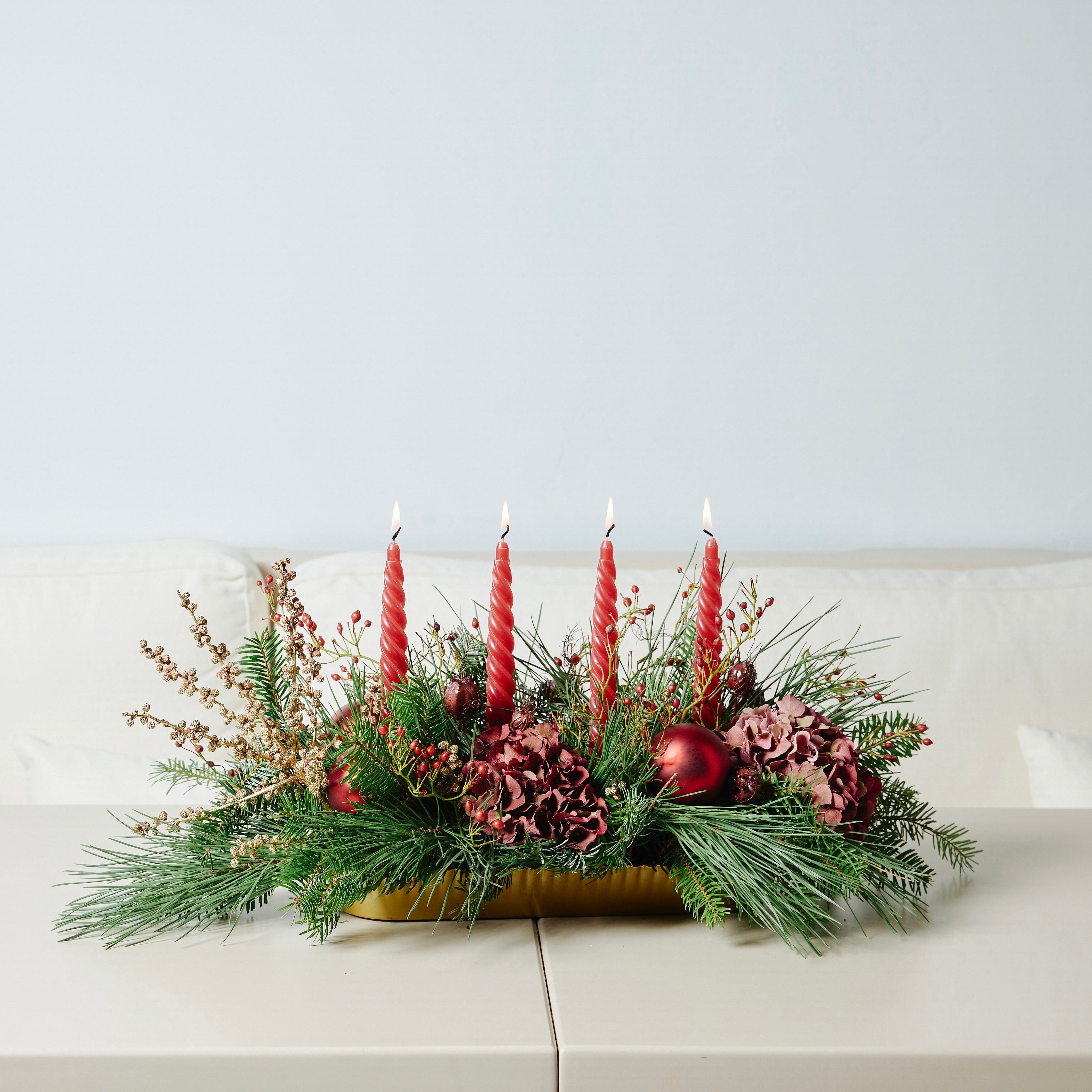 Mumlu Yeni Yıl Masa Ortası Aranjmanı